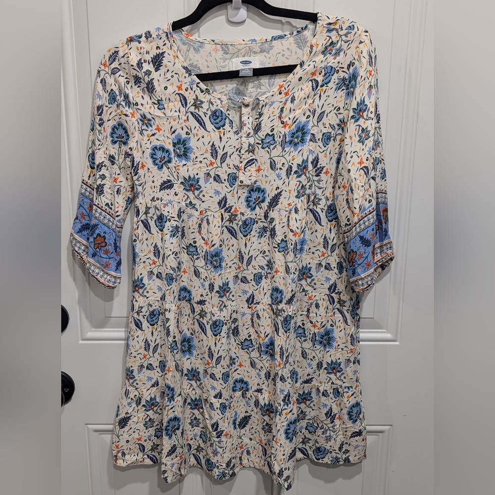 Old Navy Blue and Cream Relaxed Tunic